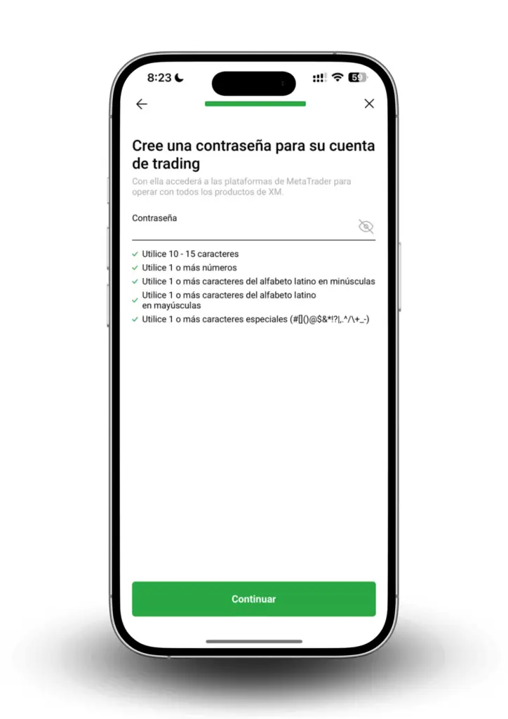 ✅ Digite una contraseña segura